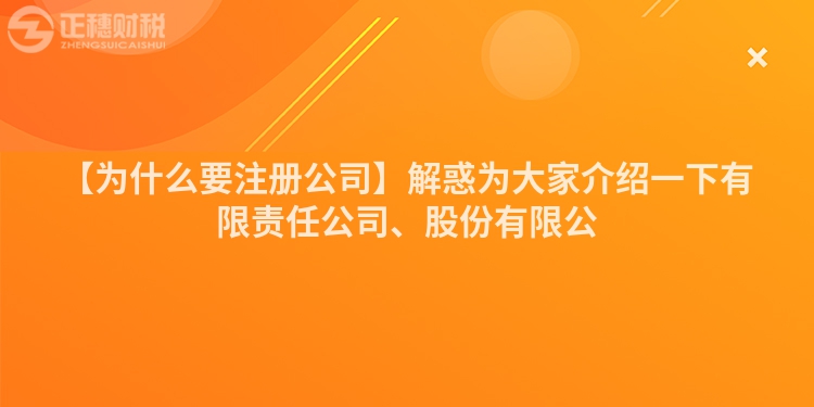 【為什么要注冊公司】解惑為大家介紹一下有限責(zé)任公司、股份有限公