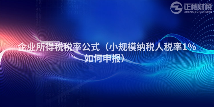 企業(yè)所得稅稅率公式（小規(guī)模納稅人稅率1%如何申報）