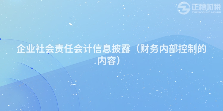 企業(yè)社會(huì)責(zé)任會(huì)計(jì)信息披露（財(cái)務(wù)內(nèi)部控制的內(nèi)容）